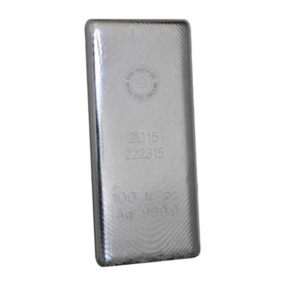 rcm-100 100 oz Silver Royal Canadian Mint Random Year Bar