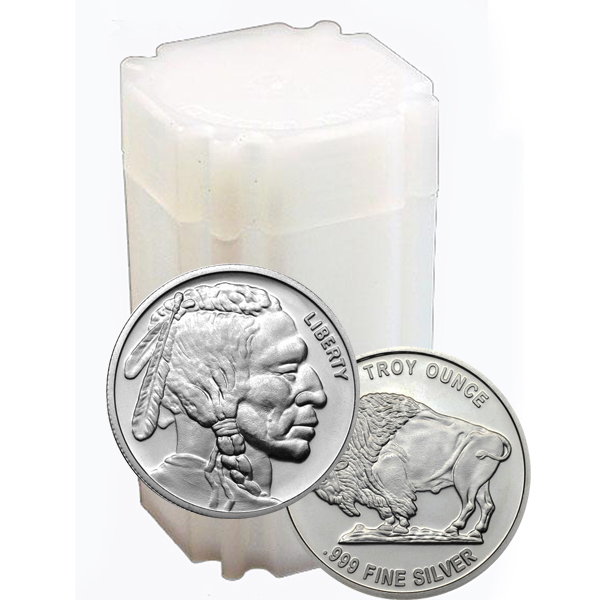 Rounds_20_Tube_NTR_LRG 1 Oz Silver Round Buffalo (Tube Of 20 Rounds) - .999 Fine Silver - Image 1