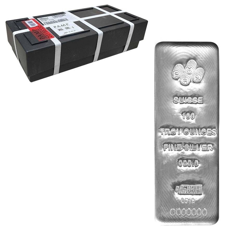 100 oz PAMP Suisse Silver Cast Bar .999 Fine (w/Assay) - Image 3