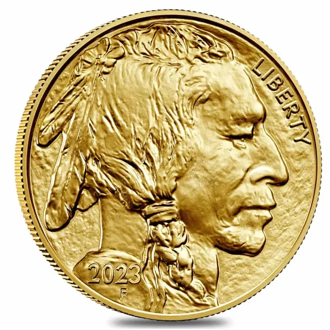front_2023_1_oz_gold_american_buffalo_50_coin_bu_min 1 OZ American Buffalo Gold Coin (Random Year) - Image 1