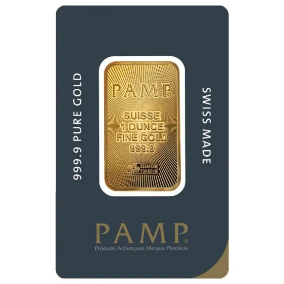 pamp-suisse-gold-new-1-oz-bar-fro 1 oz PAMP Suisse Gold Bar .9999 (New Design) - Image 1