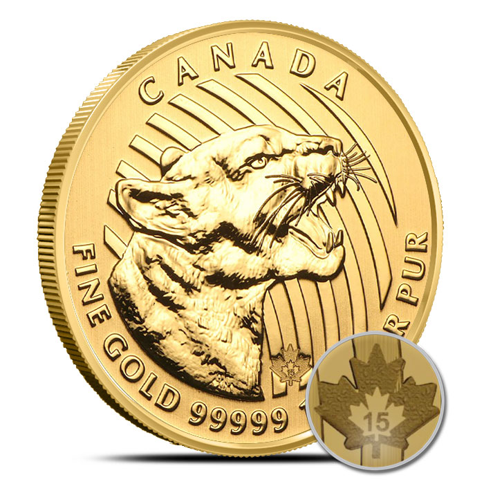 growling-cougar-01_1 1 oz 2015 Call of the Wild Series Growling Cougar Gold Coin 99999 - Image 1