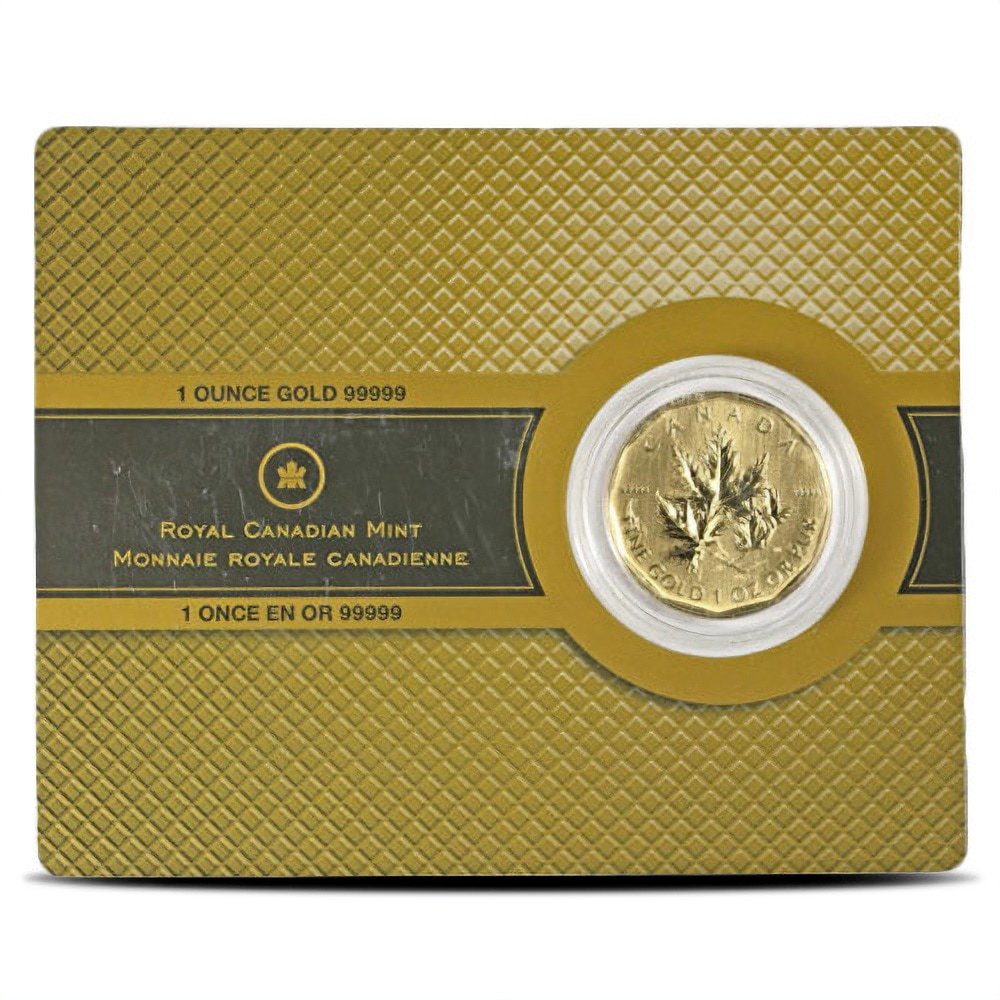 PID2072222-CANADIAN-MAPLE-LEAF-1-OZ-GOLD-COIN-.99999-PURE-RANDOM-YEAR-BU-WITH-ASSAY-02 1 oz Canadian Gold Maple Leaf Coin .99999 Pure (Random Yea W/ Assay) - Image 1
